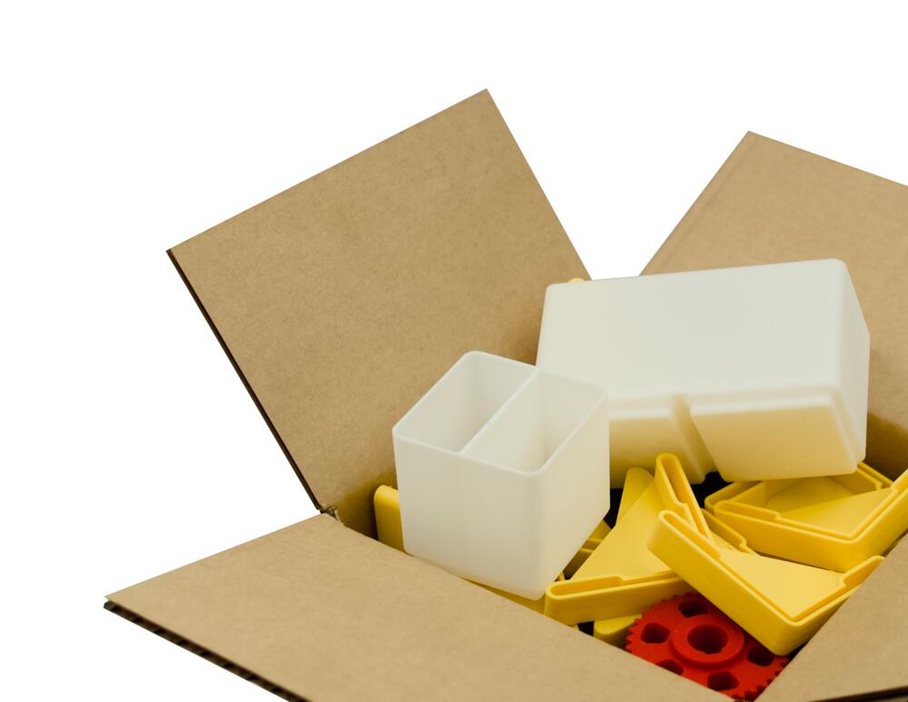 A box of parts ready for shipping